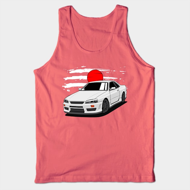 Japan car GTR R34 - JDM Tank Top by Car_Designer